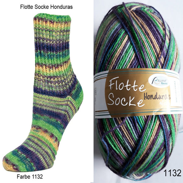Rellana: Flotte Socke Honduras, 100g - 4fach