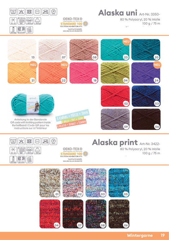 Gründl Wolle: Alaska print, 100g ~ 75m