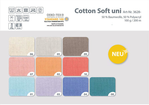 Gründl Wolle: Cotton Soft uni, 100g ~ 200m
